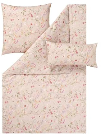 ESTELLA Mako-Satin Bettwäsche Dilara beige 1 Bettbezug 155 x 220 cm + je 1 Kissenbezug 80 x 80 cm + 40 x 80 cm