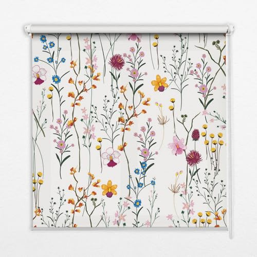 Tulup 90x180cm Für Fenster Innenbereich Durchlässig Rollos - Farbenfrohe Blumen