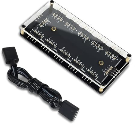 HATMINI 12V 4Pin RGB LED Hub,11 Way 12V 4 Pin RGB Splitter Controller with Acrylic Shell,Used to Expand The Motherboard Interface