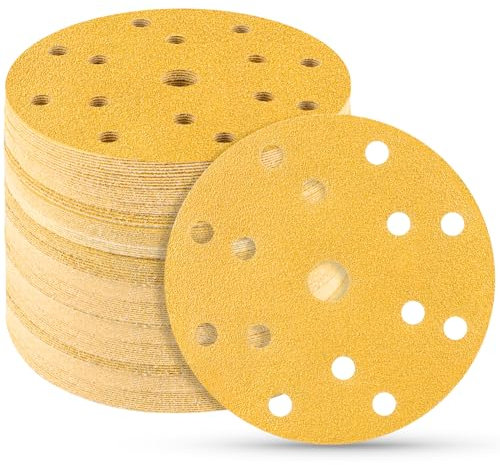 STEBRUAM 50 Stück Schleifscheiben 150mm klett 80 körnung 15 Loch Schleifpapier Set für Rund Exzenterschleifer für Holz Metall und Farbe