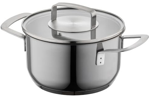 FLORINA Olla Acero Inoxidable (4,1 l) I 22 cm de Diámetro I Olla Induccion con Tapa de Vidrio INFINITY I Escala Medidora Práctica I Apta para Lavavajillas I Ideal para Todos los Tipos de Cocinas