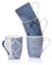 Dunlevy Blue 350ml Mugs Coffee Cups 4-Set Ceramic Weave Design Geometric Denim Pattern