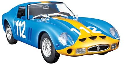 Bburago - Ferrari 250 GTO Blue Bausatz zum Zusammenbauen – Miniaturauto aus Metall im Maßstab 1:24 – Offizielles Ferrari Racing Modell, realistische Details – Sammler-Edition