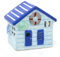 Blue LED Ceramic Beach Hut | Nautical Beach House Ornament | Light-Up Coastal Decoration - 11cm
