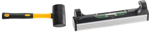 HARDY Universal 2K Gummihammer 2-Komponentenstiel & kwb Schnur-Wasserwaage für Richtschnüre/Maurerarbeiten und Pflaster-Arbeiten
