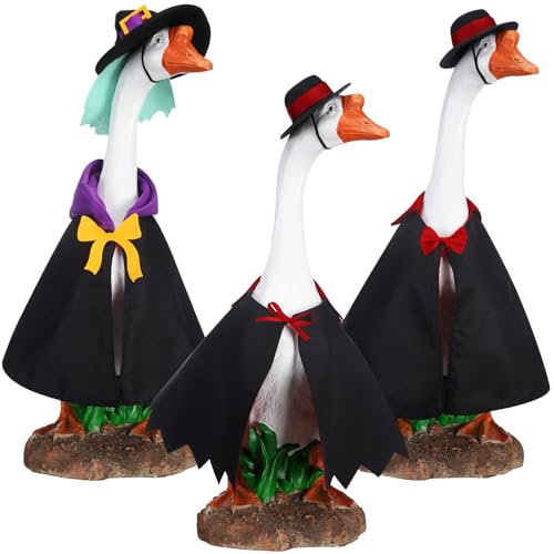 Yeyeplum 3 Set Halloween Gans Outfit 23 Inch Spooky Lawn Veranda Goose Clothes Cute Goose Costume Cute Goose Art Dress for Halloween Garden Yard Statue Decor
