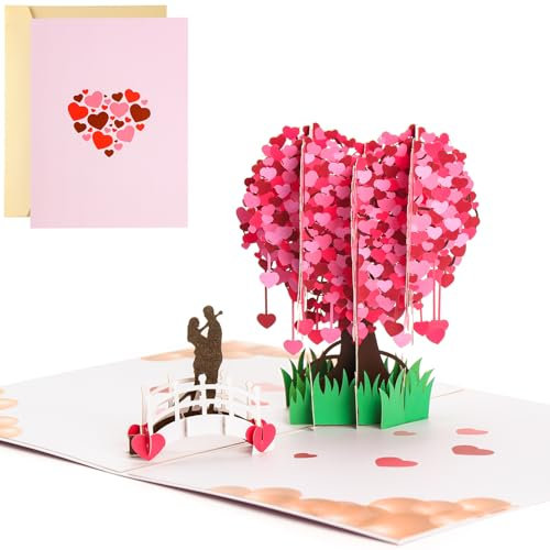 3D Karte Hochzeitskarte Pop Up Herz Grußkarte mit Umschlag Hochzeitskarte Glückwunschkarte Valentinstag Karte für Hochzeitstag Hochzeits Hochzeitsgeschenk Hochzeitseinladung Paare Blumenladen
