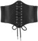 JRYGAC Mittelalter Gürtel Damen mit Gummiband, Vintage Breiter Gürtel Damen für Kleid, Einstellbar Korsett Gürtel, Corset Belt mit Velcro für Kleid Mantel Shirt Cosplay Kostüm (Schwarz)