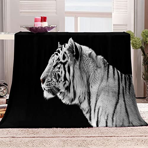 Warme Kuscheldecke Flanell Decke Microfaser Fleecedecke 70X100Cm 3D Tierischer Weißer Tiger Drucken Sofadecke Weiche Flauschige Wolldecken Tagesdecke Wohndecke Für Erwachsene & Kinder
