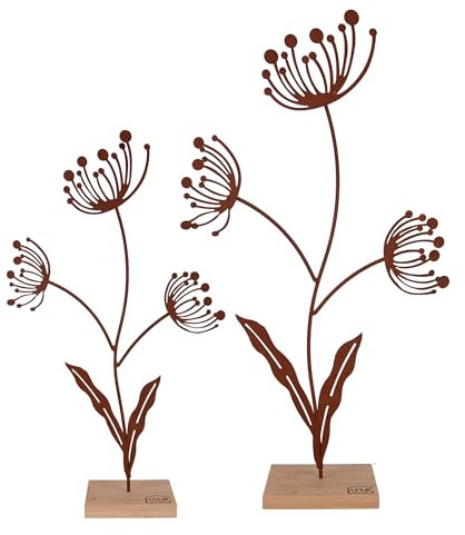 UNUS Aufsteller Silhouette Blume 2er Set Rost groß klein
