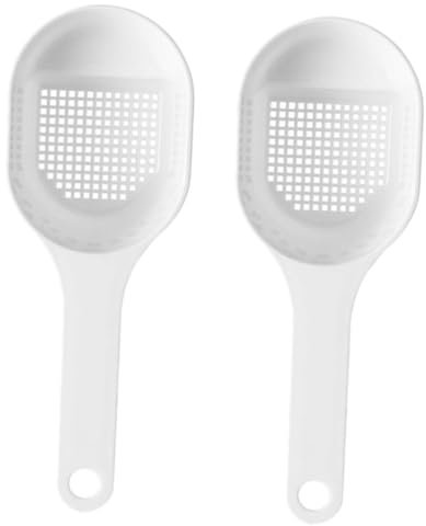ABOOFAN Kitchen Filter Spoons 2pcs Plastic White Flour Sieve Spoons Hanging Hole Handheld Sugar Sifter for Sieving Cinnamon Cocoa Powder