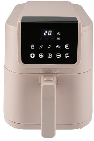 BOURGINI Air Fryer avec Revêtement Céramique Pro, Sans Substances Nocives (sans PFAS, C6, PFHxA, PTFE, PFOA et BPA), pour un foyer sans polluants éternels (Beige - 5 iItres)