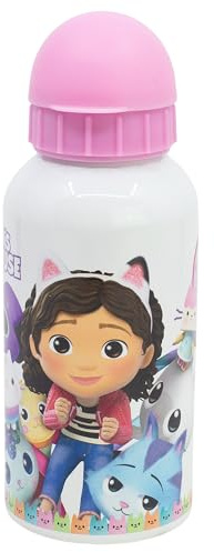 Stor Gabbys Puppenhaus Aluminium Trinkflasche 400ml für Kinder - Wiederverwendbare Kinderflasche mit Sicherheitstrinktülle und Auslaufschutz - Leicht und Robust