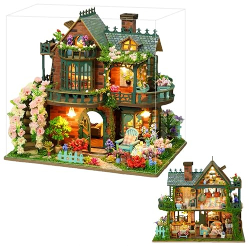 Elf Garden DIY Puppenhaus Kit - Doppelseitig Feenhaus mit Balkon & Multiroom Interieur (Classic Edition)
