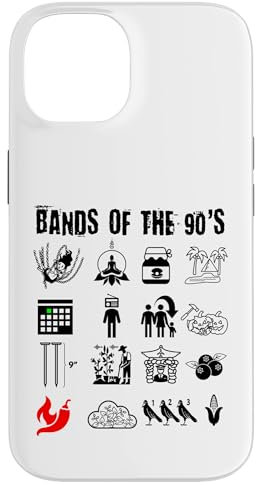 Lustige nerdige ikonische Alternative Rock Bands der 90er Black Hülle für iPhone 14