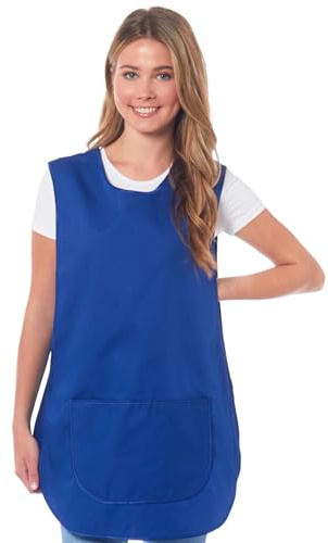 Ladies Plain Tabard With Matching Piping Apron Overalls Front Pocket Stylish Tabards for Women Casual Aprons for Women to Use in Home Kitchen Restaurants Coffee Shops UK Made