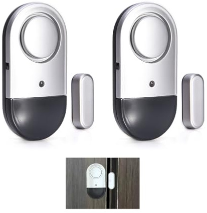 2 Pack Door Window Alarm, Magnetic Sensor Wireless 125dB Slim Home Security System Easy DIY Installation Anti-Theft Entry Alert for Office Apartment Garage Drawer Safety Protection No Wiring Required