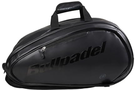 BULLPADEL - BPPEX005 Avant Black Padel Bag, Imitation Leather Padel Bag, for 4 Paddles, Clothing and Accessories, 58×30×33 cm, 2 Thermal Compartments, Ventilated Shoe Pocket