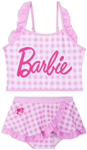 Barbie Maillot de Bain Fille, Maillot de Bain 2 Pieces avec Sangle Réglable et Tissu Élastique, Bikini Plage ou Piscine, Ete Cadeau Fille