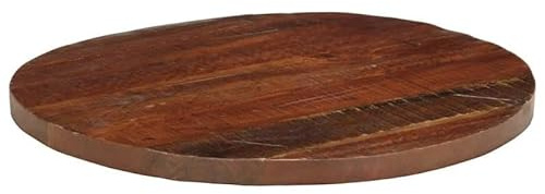 Eleganz Runde Tischplatte Ø 80 cm aus recyceltem Massivholz mit natürlichem Finish - Perfekt für rustikale Innenräume und nachhaltiges Wohnen