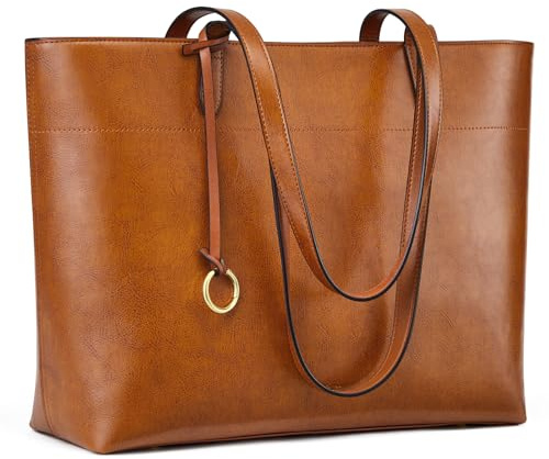 Kattee Handtasche Damen groß aus Echtem Leder, Shopper Tasche Damen für Laptop & Tablet, Tote Bag Handgefertigte mit Reißverschluss, ideal für Arbeit, Reisen & Alltag