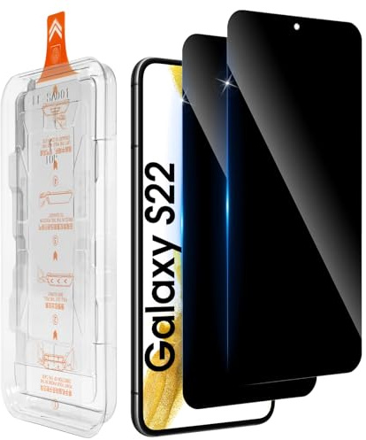 Aerku 2 Stück Sichtschutz Schutzfolie für Samsung Galaxy S22 5G für Panzerglas, Blasenfreie Auto Montage, 9H Privacy Schutzglas Anti Fingerabdrücke, Anti-Spy Schwarzer Rand Panzer Schutz Glas Folie