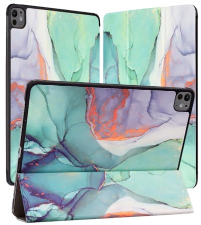 Techsuit für iPad Pro 13 2024 bis 2025 Hülle mit 360 Schutz, Mikrofaser Innenfutter, Verstellbaren Betrachtungswinkeln, Schlankem Design, Anti Fingerabdruck, FoldPro Series, PU Leder, Green Time