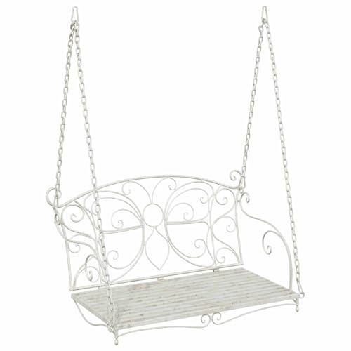 vidaXL Schaukelbank Stahl 105,5 x 61 x 56 cm Antik Weiß