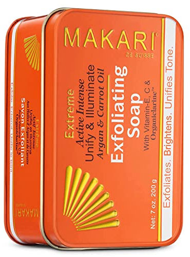 Makari Extreme Karotte & Arganöl Seife 7oz. - Anti-Aging Seife Peeling & Lightens Haut mit Organiclarine ™ - Whitening Behandlung für dunkle Flecken, Akne-Narben, Sun Patches & Hyperpigmentierung