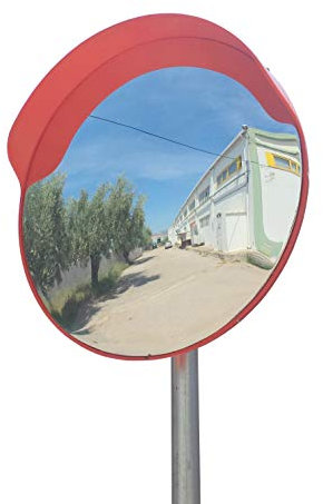 SNS SAFETY LTD Specchio Convesso di Sicurezza da Traffico, Elimina Angoli Ciechi Interni ed Esterni, per Strade, Magazzini, Garage e Negozi. (Diametro 60 cm, Staffe di Fissaggio Tubi 60 mm)