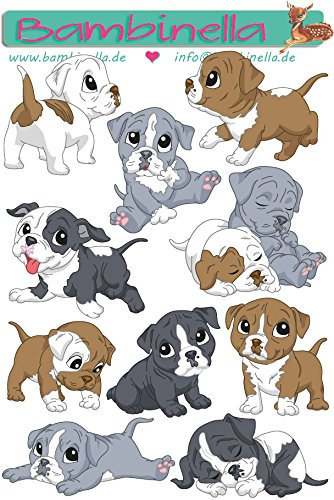 Bambinella© Stickerparade - 10 Sticker - Motiv: Hund American Bulldogge