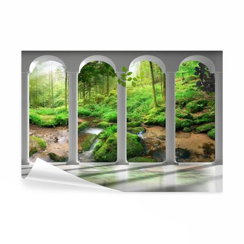 decomonkey Fototapete selbstklebend Wald Natur, 294x210 cm, XL, Architektur
