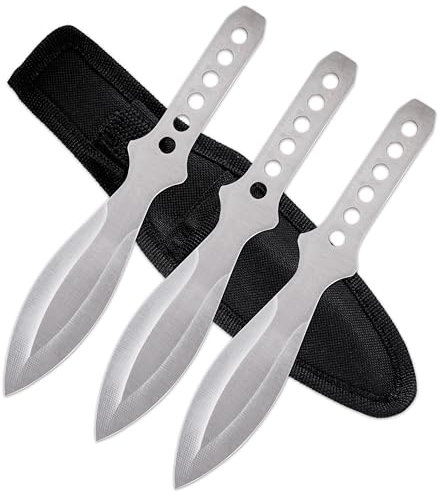 KOSxBO® Set Darts Wurfmesser Silver Edition inkl. Etui 3 hochwertige Kunai Messer - silbernes Wurfmesser Set - Messer werfen für Profis