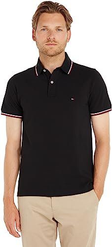 Tommy Hilfiger Men's Core Tommy Tipped Slim Polo Mw0mw13080 S/S Polos, Black (Black), M