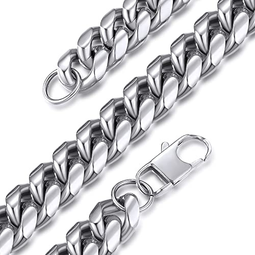 GoldChic JEWELRY Collana uomo a catena cubana miami 6-14mm in acciaio inossidabile 316L, collana acciaio uomo e donna, collana oro/nero/argento hip-hop con confezione regalo 46-76 CM