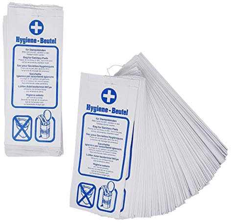 Hygienebeutel mit Spender im Set, Hygiene-Bag-Halter, Draht-Spender + 500 Damen-Papier-Hygienebeutel aus Zellulose-Papier
