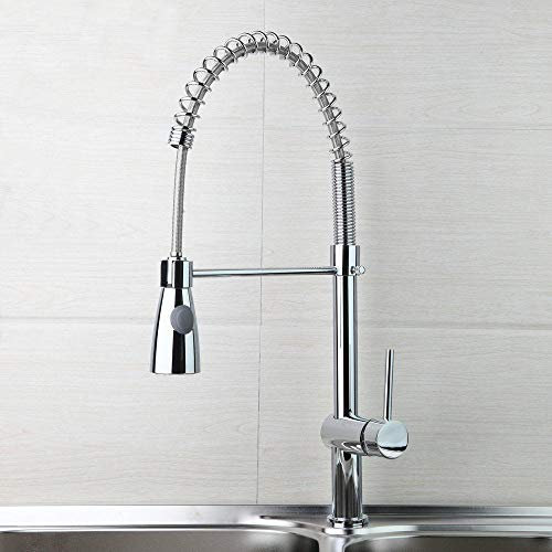 Chongyang Grifo De Cocina Grifo De Cocina De Latón Macizo Pulido Cromado Grifo Giratorio Y Abatible Grifo Mezclador De Fregadero De Recipiente