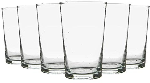 Nicola Spring 6pc Meknes Recycled Highball Glasses - 325ml - Clear Glass - Sustainable Hand-Blown Moroccan Water Cups Dishwasher Safe Drinkware for Juices, Water