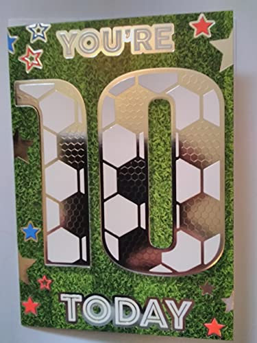 Xpress Yourself Geburtstagskarte für Jungen zum 10. Geburtstag, Motiv: Fußball, zum 10. Geburtstag