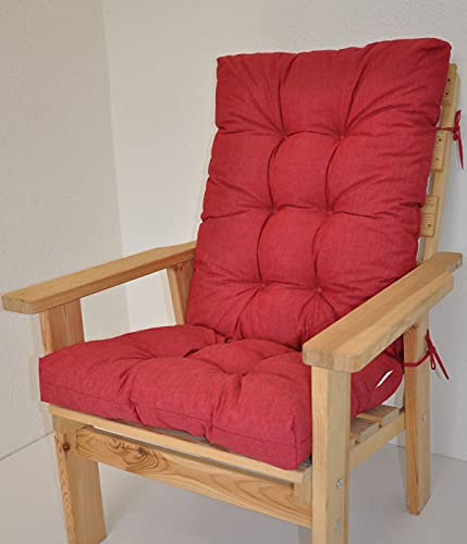 Rattani Polster für Gartenstuhl, Liegestuhl, Schaukelstuhl Sevila, Hochlehner Auflage, Gr. 125 x 55 cm, Fb.Colore Rosso (rot)