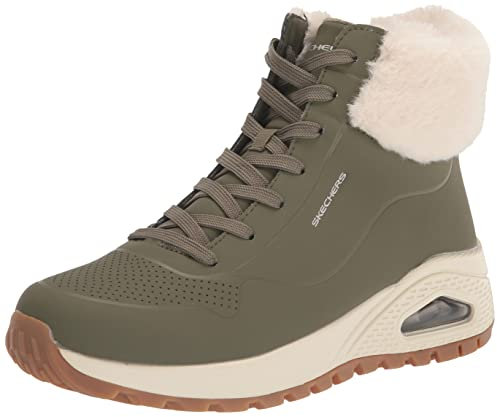 Skechers Damen UNO Rugged Fall Air Mode-Stiefel, Olive Durabuck/Faux Fur, 35 EU
