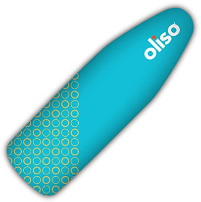 oliso Housse de planche à repasser – 100 % coton avec feutre professionnel, convient aux planches standard de 137,2 x 38,1 cm – Ajustement sûr avec large bord élastique et sangles réglables