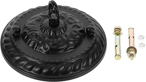 POPETPOP Ceiling Light Plate Lamp Base with Closed Hook and Vintage Rose Pattern Pendant Lighting Accessories with Matching Screw for Light Fitting 5. 6 Inch Black 1