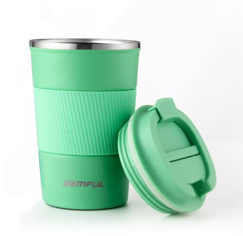GEMFUL Vaso Termico Cafe para Llevar sin BPA Acero Inoxidable Taza de café y Té a Prueba de Fugas 380ml 510ml