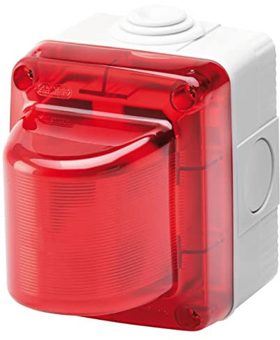 Gewiss Warnleuchte, 15 W, 230 V, roter Diffusor, IP55, Grau Ral 7035