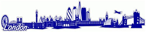 Samunshi® London Skyline Aufkleber Sticker Autoaufkleber City Gedruckt - 15x3,1cm brillantblau