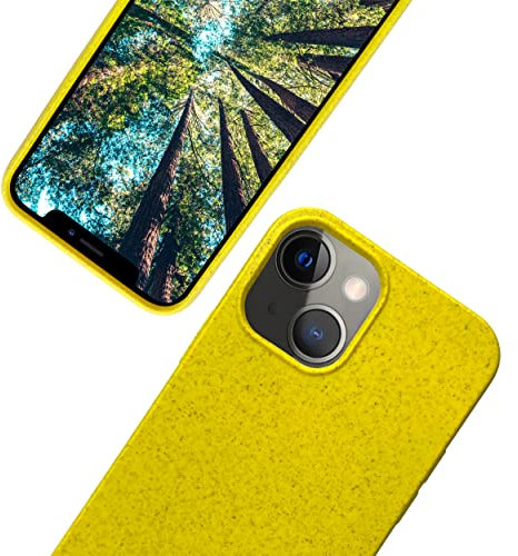 eplanita Eco Mobile Phone Case Compatible with iPhone 14 Plus, Plant Fibre, Drop Protection Cover, Durable and Sustainable (for iPhone 14 Plus, Yellow)