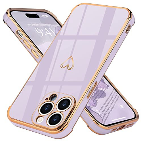 Lafunda Compatible para iPhone 14 Pro MAX Funda Silicona Carcasa con Protección Cámara corazón Amor Mujer Estuche Protector Antichoque Bumper Ultra Delgado Suave Case para iPhone 14 Pro MAX Púrpura