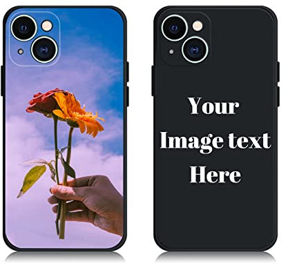 AnNengJing Custom Soft Liquid Silicone Cases Full-Body Protective Personalized Photo Name Text Logo Phone Cover for iPhone 14 Plus Black