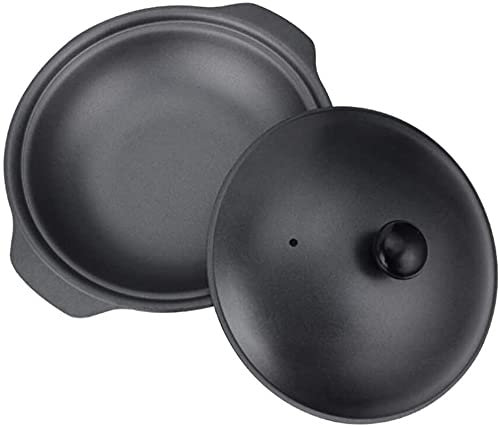 DuANgu Cast Iron Casserole Non stick Pan with Black Lid,Non stick Pan Suitable For Single Or Multiple People, Small Mini Table Presentation Black Wok 22cm
